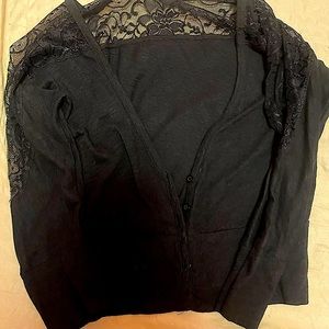 Lace - Fitted stretch -Crop Button down Cardigan -Small